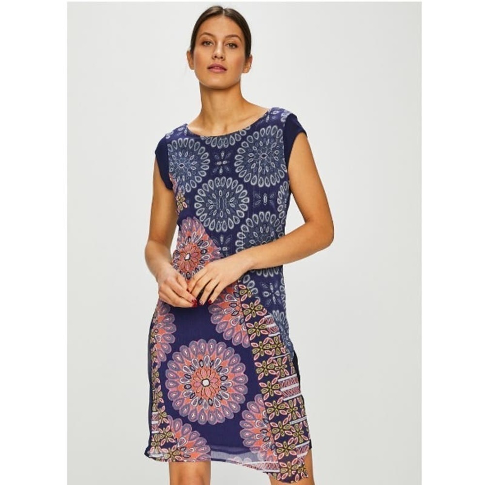 NEW Desigual Vest Kiroga Mini Dress Floral Print in Navy Blue Size small - Picture 13 of 13